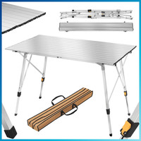 Klappbarer Campingtisch HöHenverstellbar 120X68,5Cm FüR 4-6 Personen Silber