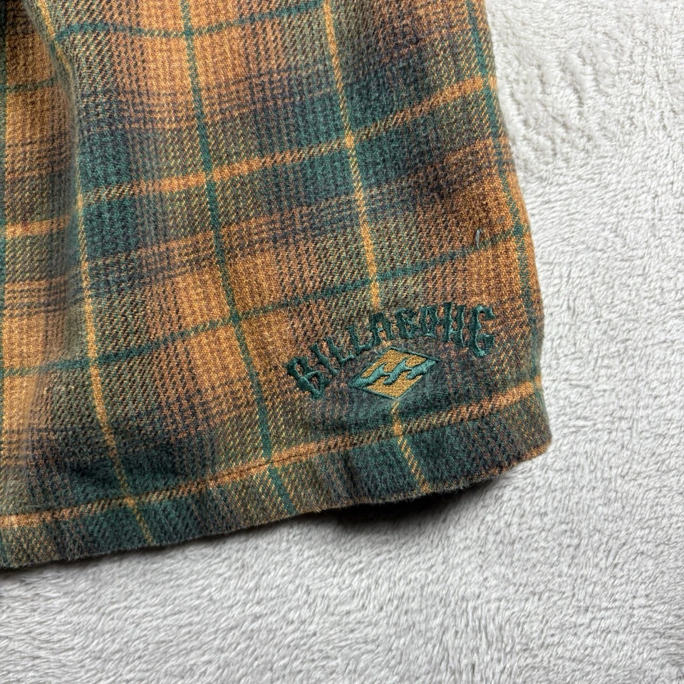 Винтажные мужские фланелевые шорты Billabong 34 в клетку с широким логотипом нашивка для серфинга США NO3075 - Изображение 3 из 4
