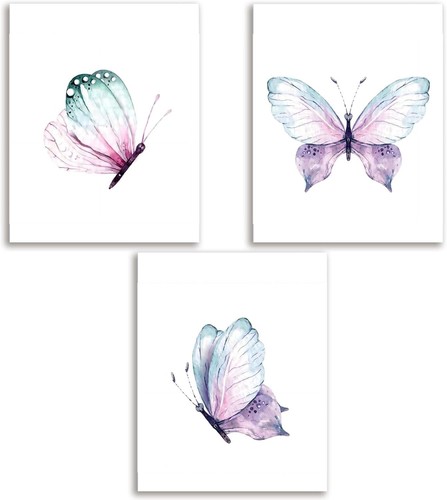 Butterfly Wall Art Prints,Poster with Purple Butterfly,Butterfly Wall colorful