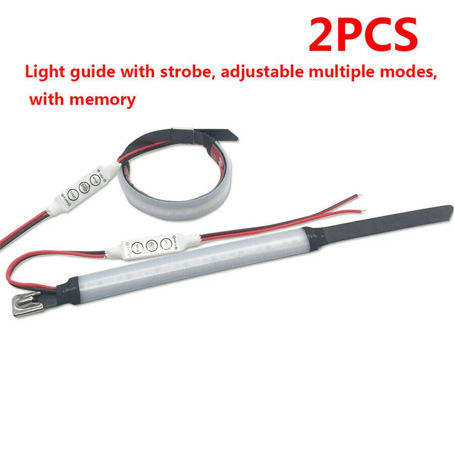 2Pcs Strobe Adjustable Mode Motorcycle Fork Turn Signals Light White LED Strips - Image 4 of 4