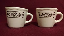 2 Homer Laughlin HLC USA Restaurant Coffee Cup Scalloped Brown Trim Mug