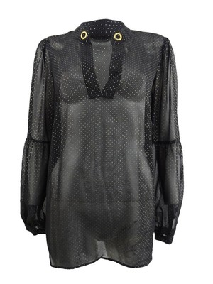 MICHAEL Michael Kors Women's Dewdrop Chiffon Tunic M, Black/Gold