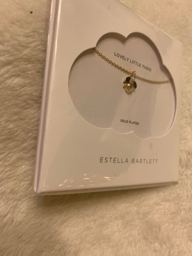 BNWT ESTELLA BARTLETT Gold Plated a Bag w/ Pearl & Blue-Tone Crystal Necklace - Picture 9 of 12