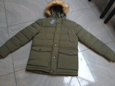 Burton Menswear Khaki Hooded Puffer Parka Coat Size Xs Bnwt