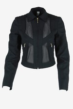 Gianni Versace Jacket Black Lycra And Mesh Crop Blazer, Ss 2003 Size 38