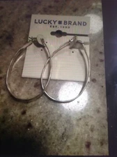 LUCKY BRAND SILVER TONE HANGING HOOP EARRINGS, NWT