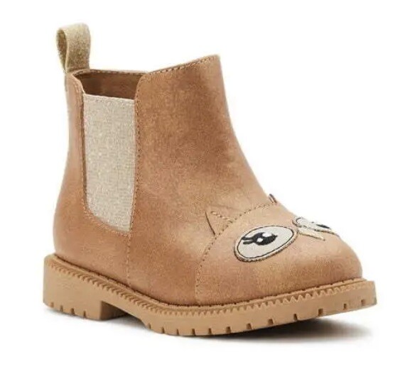 Wonder Nation Toddler Girls Size Brown Owl Side Zip Chelsea