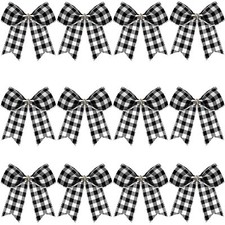 12 Buffalo Plaid Bows Burlap Decorative Wreath Bows 6x6 Inch Valentine