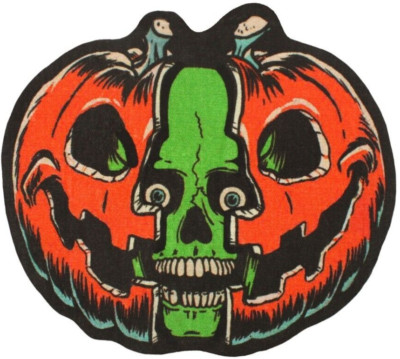 NEW Creepy Co. Beistle JACK O SKULL Rug 36x32'' Halloween Pumpkin Spooky Lantern
