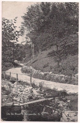 Postcard NY Dirt Road to Stevensville Sullivan County New York to Brooklyn c1910