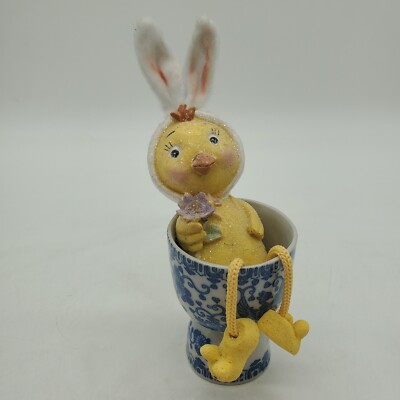 Chick Shelf Sitter With Rope Legs Yellow Easter Bunny Holiday Flower Glitter