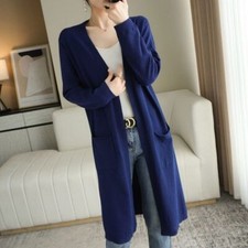 Women's cashmere cardigan blend autumn long knitted V-neck cardigan jacket-
