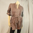 Torrid Gray Band Collar Roll Tab Long Sleeve Blouse Shirt Top Womens USED XLARGE