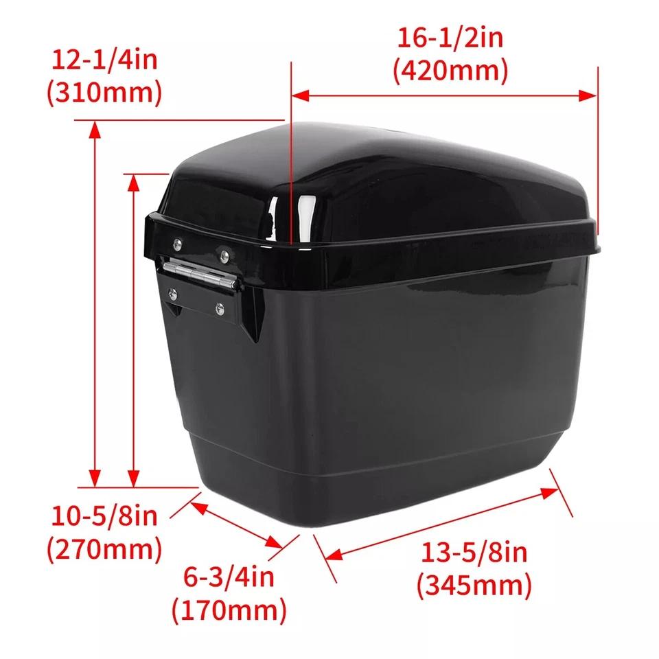 Motorcycle Hard Saddlebag W/ Luggage Trunk Tail Box For Yamaha Harley-Davidson - Image 3 of 4