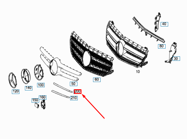 MERCEDES-BENZ B W246 Kühlergrill Zierleiste oben rechts A2468882085