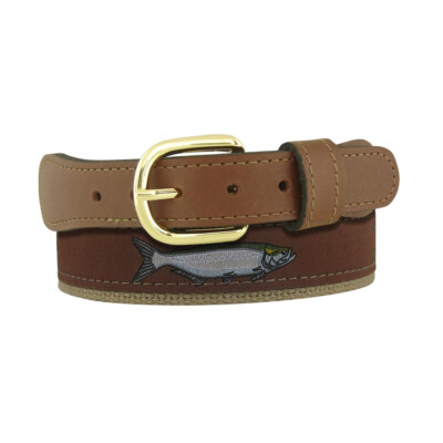 Zep Pro Leather Canvas Belt Embroidery Marlin Fish Brown Men\'s‎ 42 Fisherman USA Zep-Pro | Accessories | Zep Pro Mens Canvas Brown Leather  main image 3