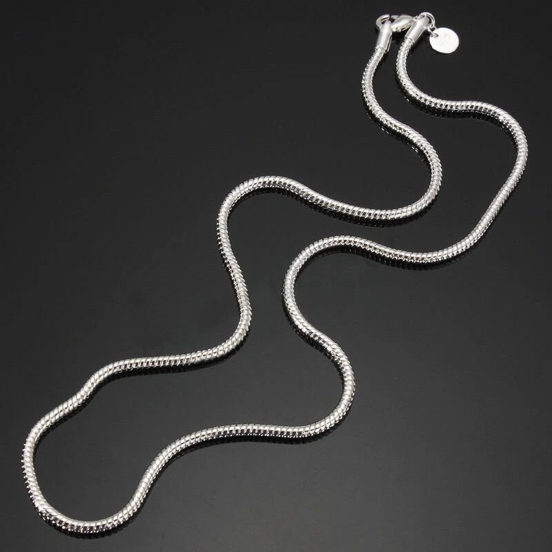 3mm Genuine 925 Solid Sterling Silver Necklace Snake Chain Italy 16 24