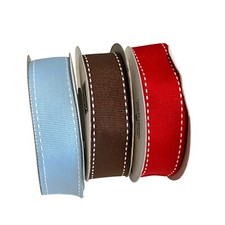 Stampin Up Grosgrain Ribbon Double Stitched 3 Rolls Red/Bashful Blue/Chocolate