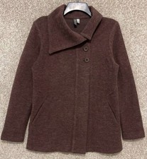 Ibex Womens Brown Merino Wool Pockets Button Coat Jacket Size Small