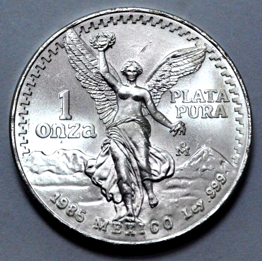 1985 1 Oz 999 SILVER MEXICO Libertad Pura Plata Natural Toning