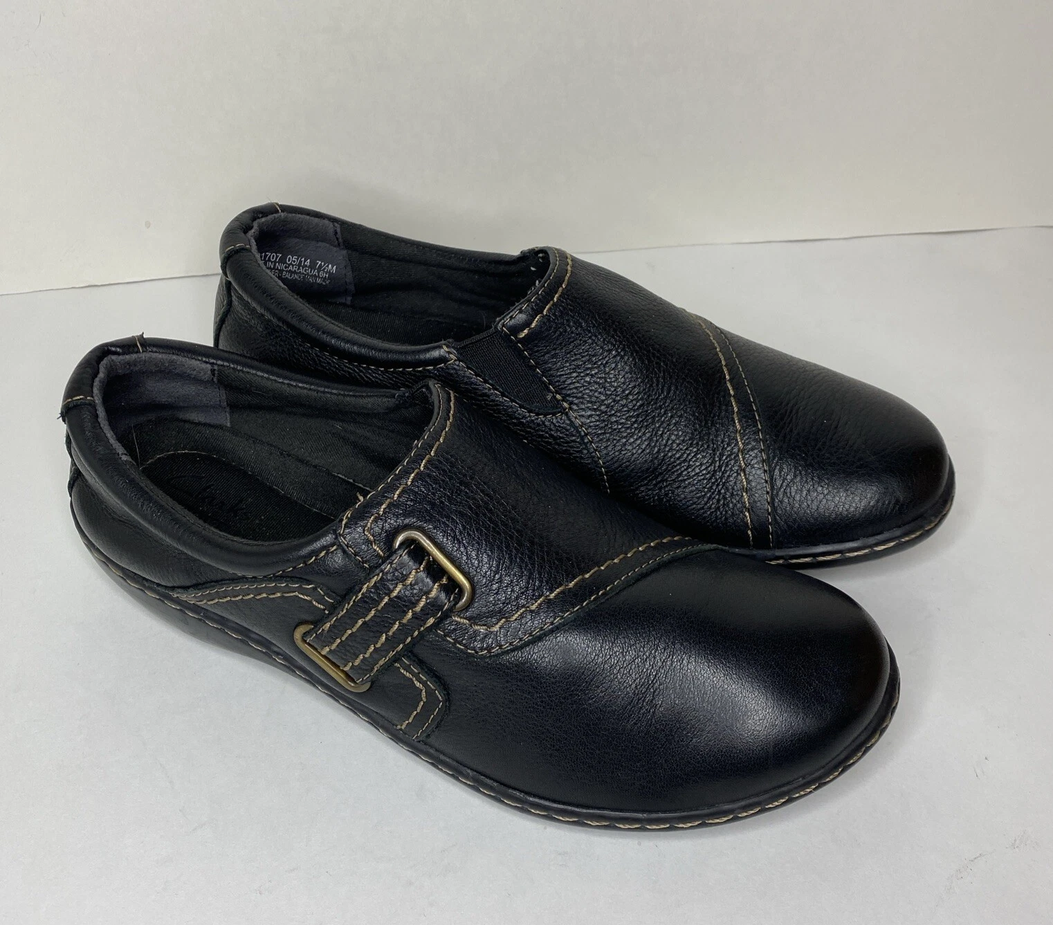 Mocassini slip on Clarks Ashland Collection taglia 7 5 M neri in pelle scarpe comode