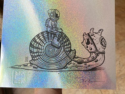 Snail Rider Sparkle Foil Art Print by Jim Mazza Edition of 15