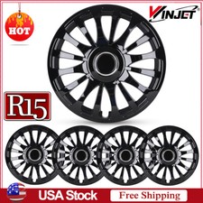 Black 15 Snap On Full Hub Caps Wheel Covers Fit R15 Tire Steel Rim Set Of 4 Black 15 Snap On Full Hub Caps Wheel Covers Fit R15 Tire Steel Rim Set Of 4