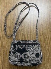 Vera Bradley Small Black White Floral Design Crossbody Purse