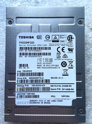 NetApp 108-00323 X446B-R6 Toshiba PX02SMF020 200GB SAS Solid State Drive