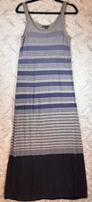 VINCE Maxi Dress S Blue Gray Navy Cotton Knit Scoop Neck Travel Beach Coastal