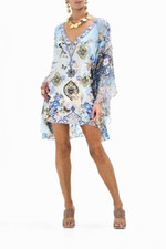 Sky Blue Floral  Kaftan Dress  Summer Beach Cocktail Wear