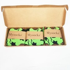My Socks Crew Socks Monkey Design in Green Set of 3