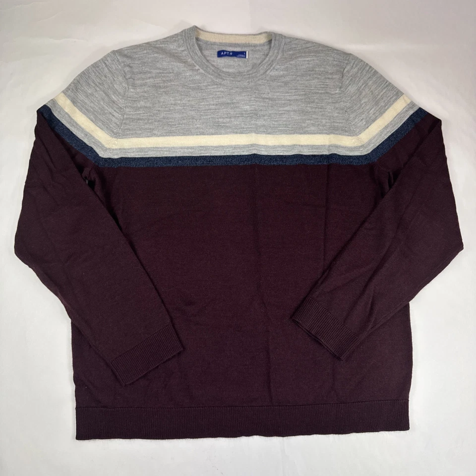 Moletom masculino Apt 9 mistura de lã merino manga longa suéter Argyle lote 3 cinza - Imagem 3 de 4