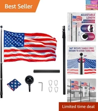 20FT Heavy-Duty Telescoping Flag Pole Kit with Tangle-Free Accessories