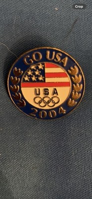 2004 Summer Olympics Athen Go USA Team Enamel Pin American Flag Olympic Rings
