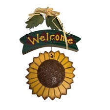 Rustic Sunflower Welcome Sign Wood Metal Farmhouse Country Hanging Decor