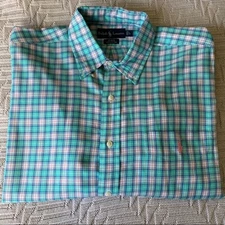 Ralph Lauren summer plaid Blake fit button down size L