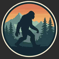 Bigfoot sticker vinyl decal wild forest comic sasquatch mountain legend