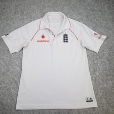 England Cricket Shirt Mens Small White Adidas 2008 2010 ECB Cricket Jersey