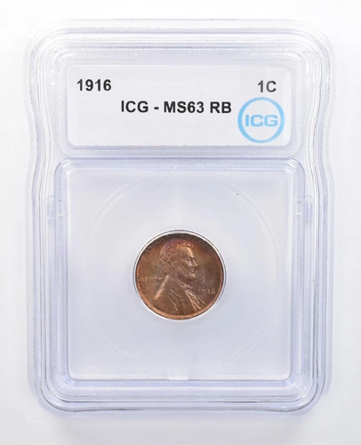 1916 Lincoln Wheat Cent MS63 RB ICG Rainbow Tone *7620