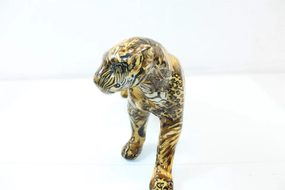Estatuilla de leopardo guepardo de cerámica de colección varios marrones negros retazos animales Foto 4 de 4