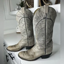 Tony Lama Gold Label Marbled Leather Cowboy Boots 10.5E Rare Vintage Western