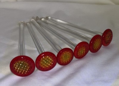 Short Cocktail Glass Stir Sticks Glows Under UV for Drinks Red Yellow