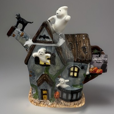 Tea Pot Ghost Haunted House By Corner Ruby Halloween Home Party RARE Decoration