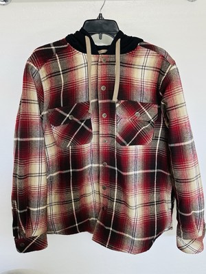 Legendary Outfitters Mens Quilt Lined Hooded Snap Up Shirt Jacket Size Medium