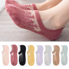  Random Mixed 5 colors 5 Pairs Women's Invisible Silky Breathable No-Show Socks