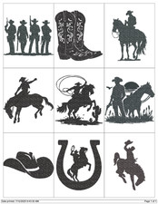 COWBOY WESTERN SILHOUETTES EMBROIDERY MACHINE DESIGNS COLLECTION PES USB