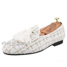Men's Dress Shoes Loafer Slip on Tassel Knit Wedding Business Tweed Banquet Club