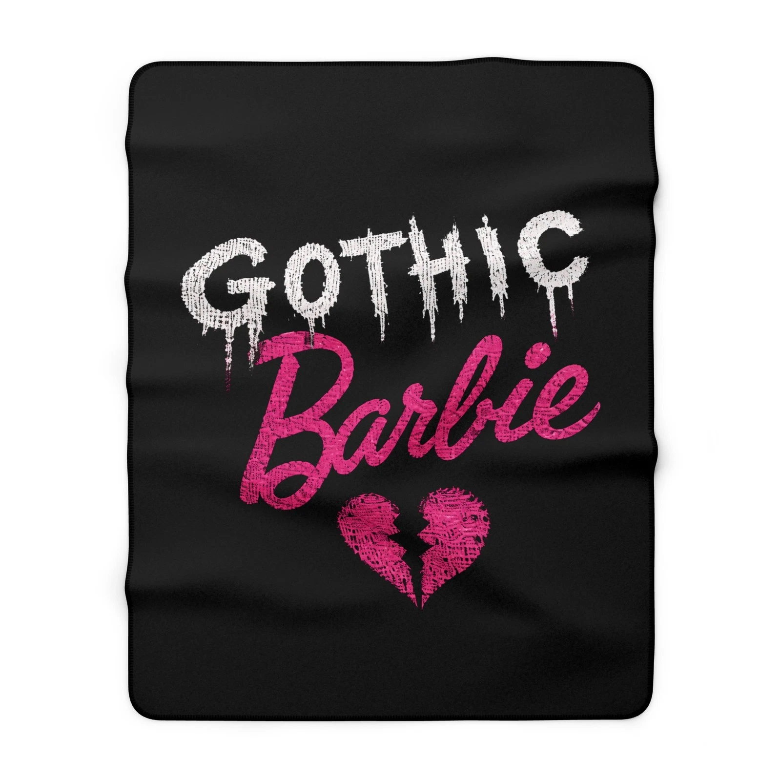 Gothic Barbie Fleece Blanket | Dark Doll Edgy Heart Sherpa
