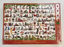 Holiday Cats Eurographics 1000 pc Jigsaw Puzzle Christmas Kittens NEW Sealed
